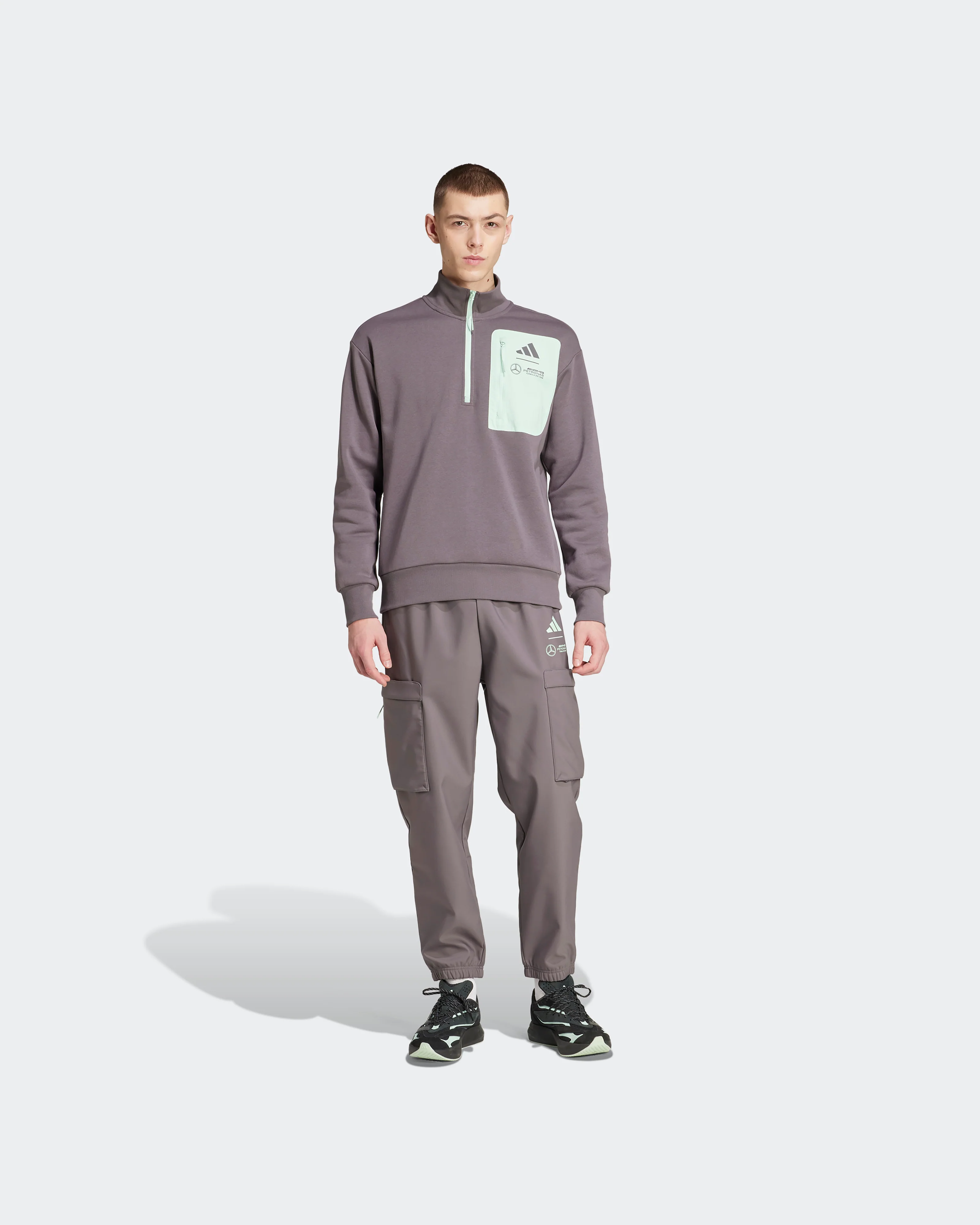 Mens Premium Woven Fleece Top Grey - Image 4